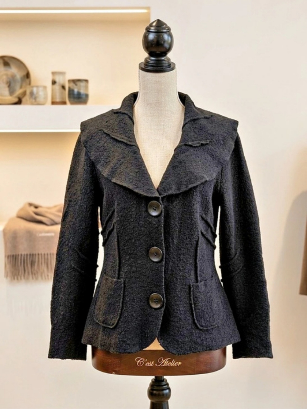 Laura Wool Blazer in Black Size Medium